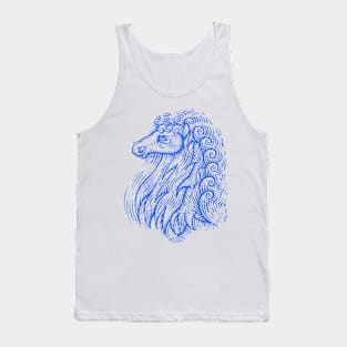 Side Profile of a Horse Head with Curly Hair Hand Drawn Illustration Tank Top